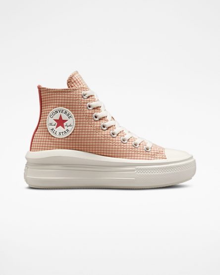 Women's Converse Chuck Taylor All Star Move Checkered High Top Platform Shoes Apricot | AU 1E498V